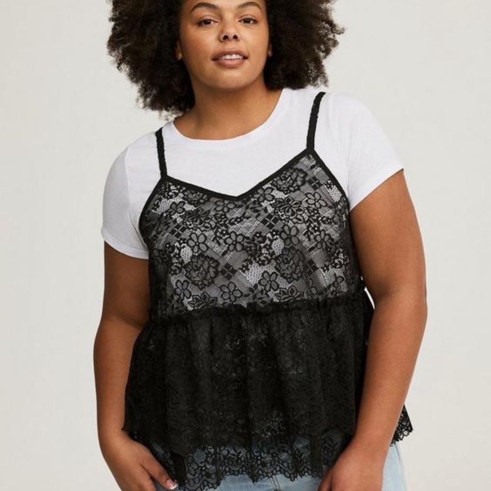 Black Lace Overlay Top